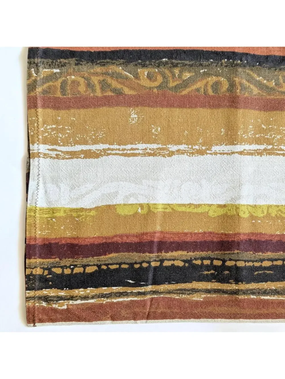 Vintage Barkcloth Curtains - Drapery Panels - Tiki Polynesian Print